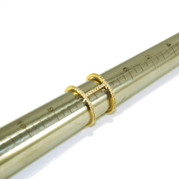 Gold Tone Double Band Rhinestone Scarf Ring or Fashion Ring Vintage Jewelry - Picture 10 of 10